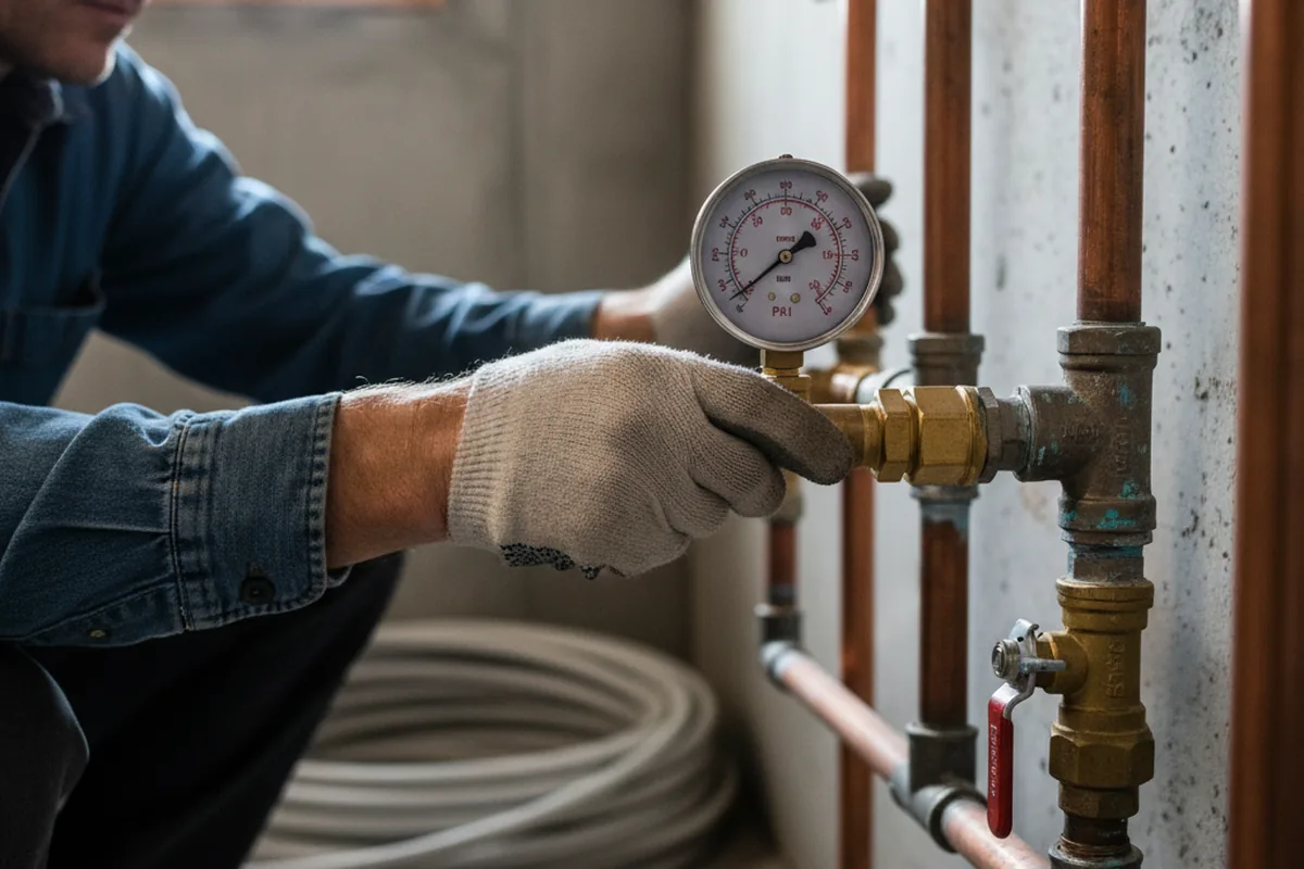 Pressure testing a repaired line during Water Line Repair in Cottonwood